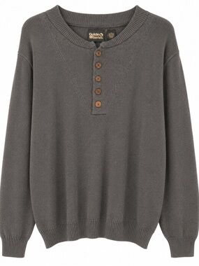 Guide Series Men's Charcoal Crewneck Henley Sweater